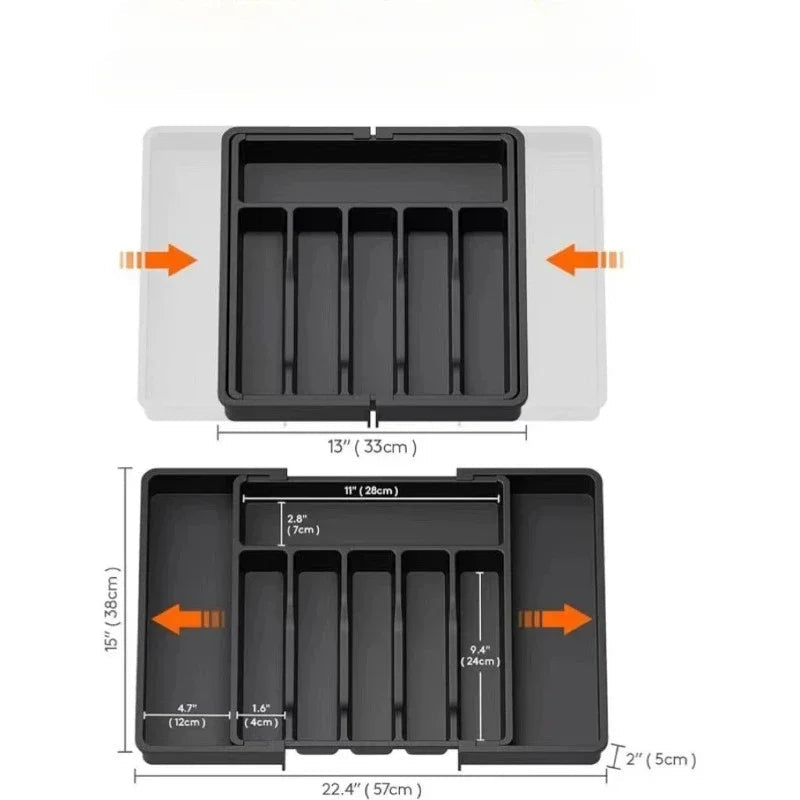 Organisateur de Tiroir de Cuisine Ajustable et Extensible pour Couverts et Ustensiles - Plateau de Rangement pour Argenterie et Vaisselle - Cuisine Chez Nadine