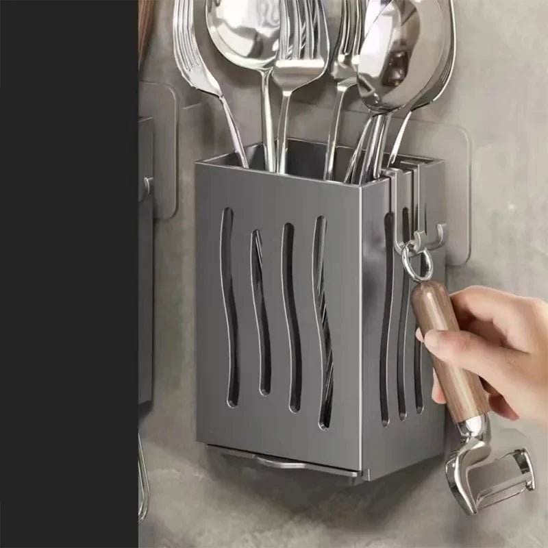 Organisateur Multifonctionnel pour Évier - Panier Rangement Ustensiles Couverts en ABS Gris - Cuisine Chez Nadine