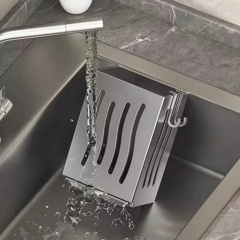 Organisateur Multifonctionnel pour Évier - Panier Rangement Ustensiles Couverts en ABS Gris - Cuisine Chez Nadine