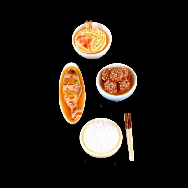 Ornements miniatures de plats chinois pour maison de poupée 1/12 - Modèles de nourriture en résine pour décoration cuisine et salle à manger DIY - Cuisine Chez Nadine