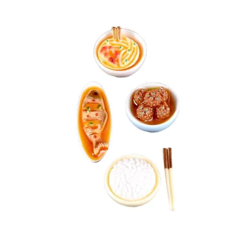 Ornements miniatures de plats chinois pour maison de poupée 1/12 - Modèles de nourriture en résine pour décoration cuisine et salle à manger DIY - Cuisine Chez Nadine