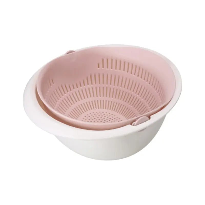 Panier Égouttoir Rotatif Double Couche - Passoire pour Fruits et Légumes avec Plateau Amovible - Cuisine Chez Nadine