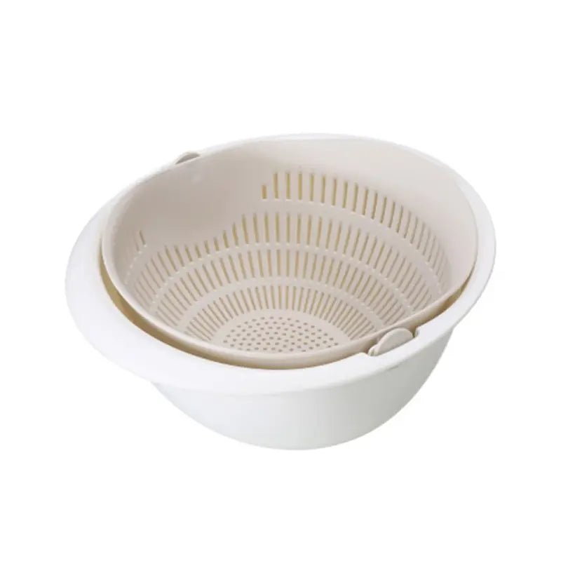 Panier Égouttoir Rotatif Double Couche - Passoire pour Fruits et Légumes avec Plateau Amovible - Cuisine Chez Nadine