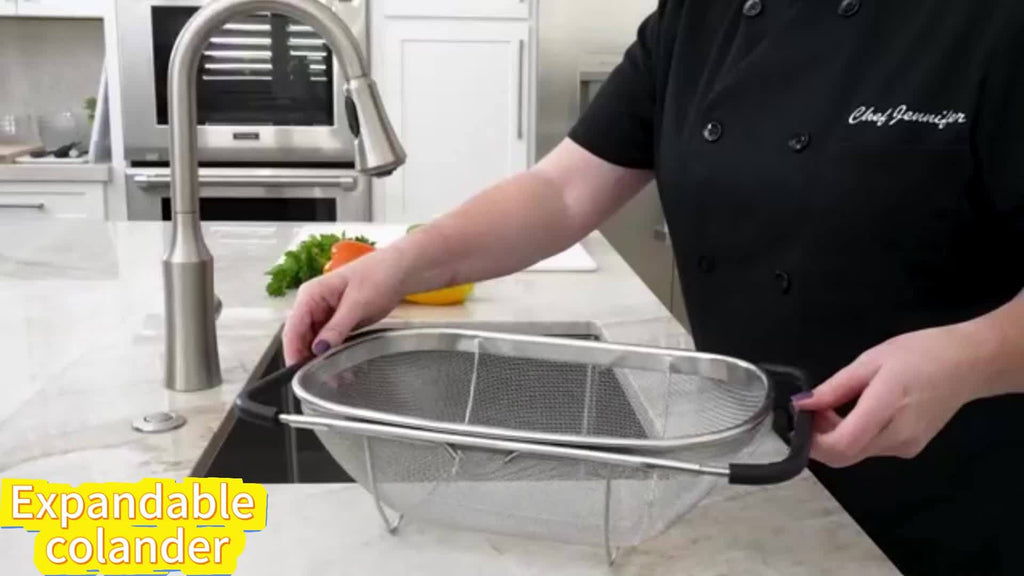 Passoire ajustable pour évier en acier inoxydable - Panier multifonctionnel - Cuisine Chez Nadine