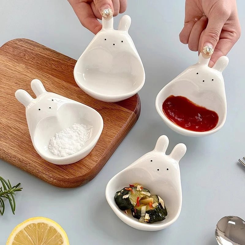 Petit bol à sauce en forme d'animal - Plat à tremper mignon en forme de lapin - Vaisselle adorable pour apéritifs et condiments - Cuisine Chez Nadine