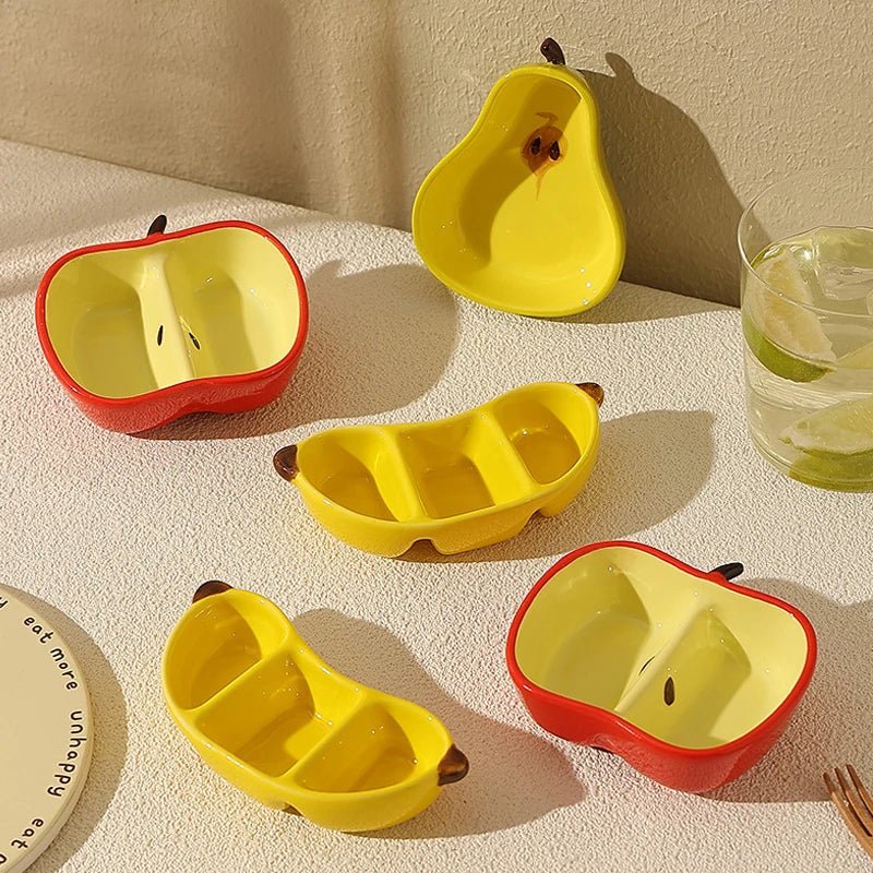 Petit Plat en Porcelaine en Forme de Fruit de Style Coréen - Coupelle Céramique Mignonne pour Sauces, Condiments, Barbecue et Fondue - Cuisine Chez Nadine