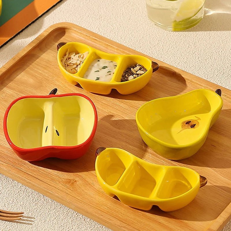 Petit Plat en Porcelaine en Forme de Fruit de Style Coréen - Coupelle Céramique Mignonne pour Sauces, Condiments, Barbecue et Fondue - Cuisine Chez Nadine