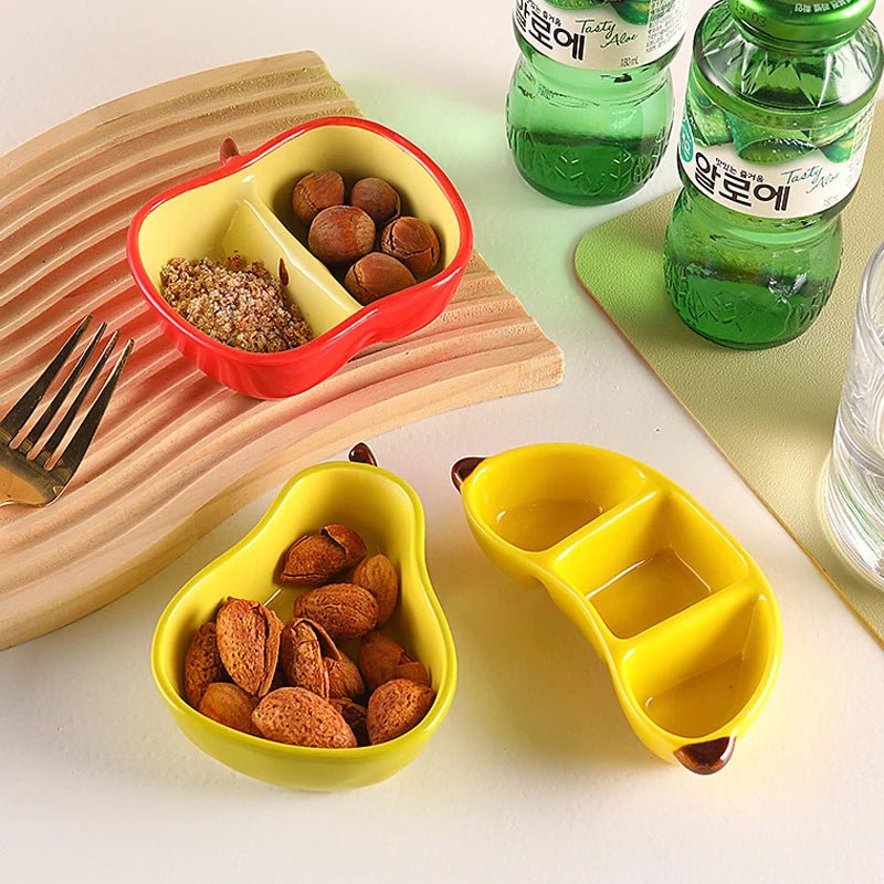 Petit Plat en Porcelaine en Forme de Fruit de Style Coréen - Coupelle Céramique Mignonne pour Sauces, Condiments, Barbecue et Fondue - Cuisine Chez Nadine