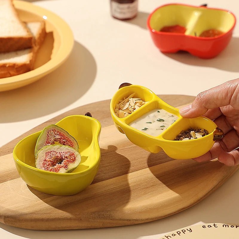 Petit Plat en Porcelaine en Forme de Fruit de Style Coréen - Coupelle Céramique Mignonne pour Sauces, Condiments, Barbecue et Fondue - Cuisine Chez Nadine