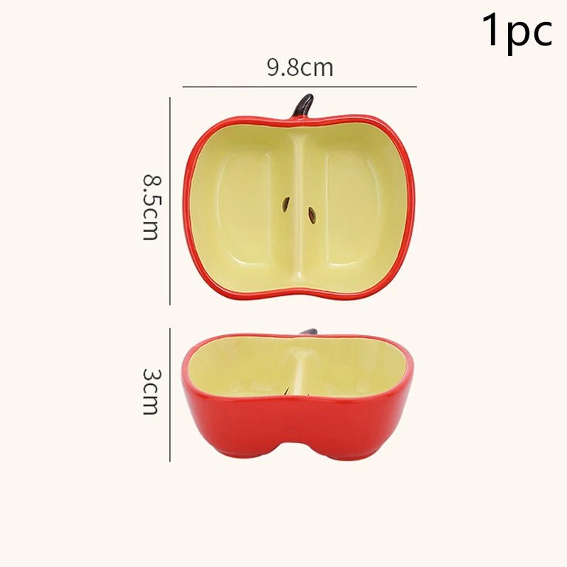Petit Plat en Porcelaine en Forme de Fruit de Style Coréen - Coupelle Céramique Mignonne pour Sauces, Condiments, Barbecue et Fondue - Cuisine Chez Nadine