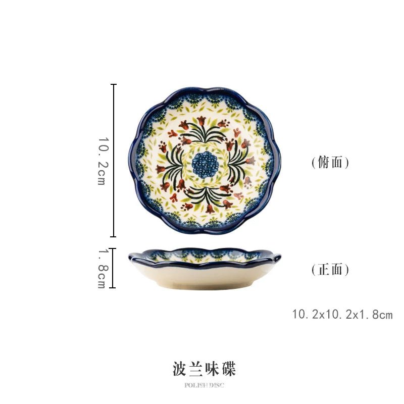 Petite coupelle en porcelaine style rétro luxe - Coupelle créative motif floral pour condiments, sauce soja et vinaigre - Cuisine Chez Nadine