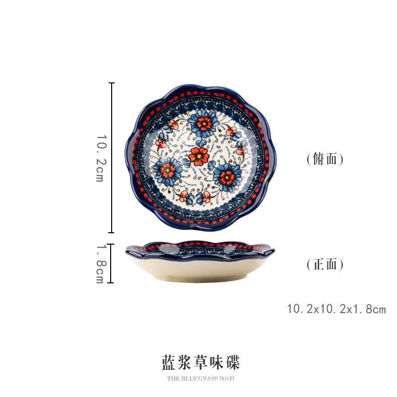 Petite coupelle en porcelaine style rétro luxe - Coupelle créative motif floral pour condiments, sauce soja et vinaigre - Cuisine Chez Nadine