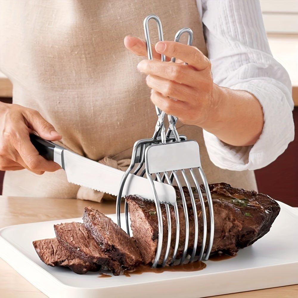 Pince de maintien pour découpe en acier inoxydable - Support pour trancher - Cuisine Chez Nadine