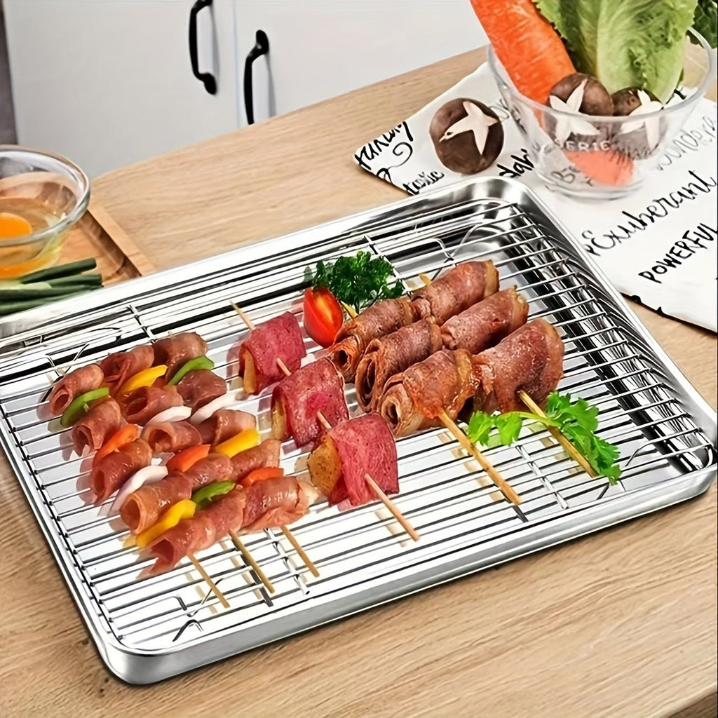 Plaque de cuisson en acier inoxydable avec grille de refroidissement - Sans toxines, compatible lave - vaisselle - Cuisine Chez Nadine