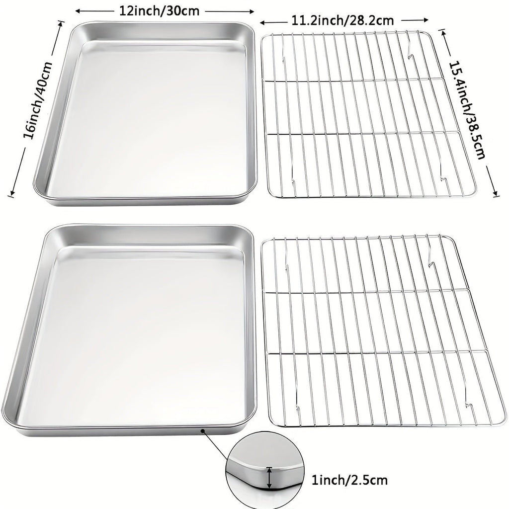 Plaque de cuisson en acier inoxydable avec grille de refroidissement - Sans toxines, compatible lave - vaisselle - Cuisine Chez Nadine