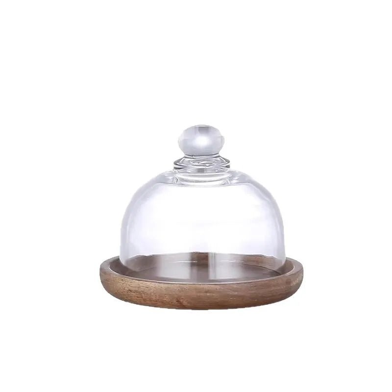 Plateau à dessert en bois avec cloche en verre - Présentoir élégant pour gâteaux, mousses et pâtisseries - Cuisine Chez Nadine
