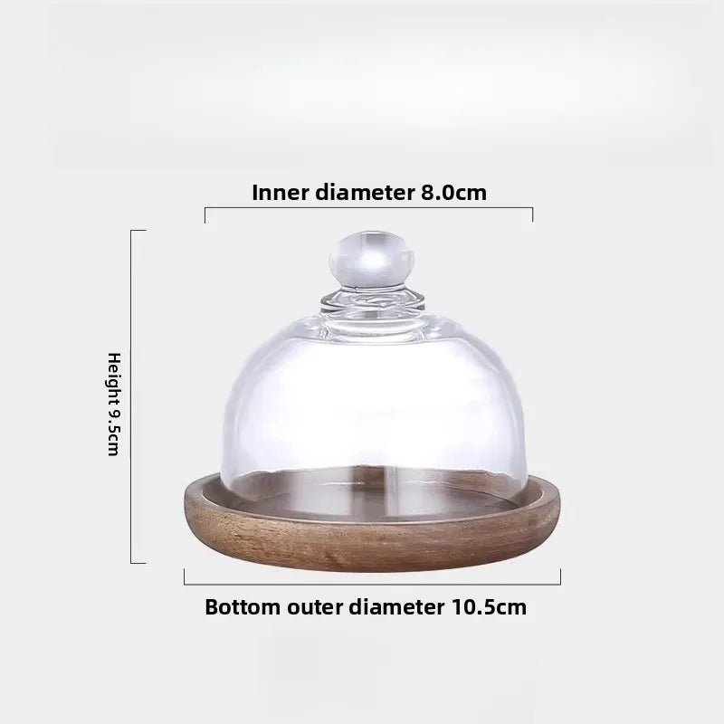 Plateau à dessert en bois avec cloche en verre - Présentoir élégant pour gâteaux, mousses et pâtisseries - Cuisine Chez Nadine