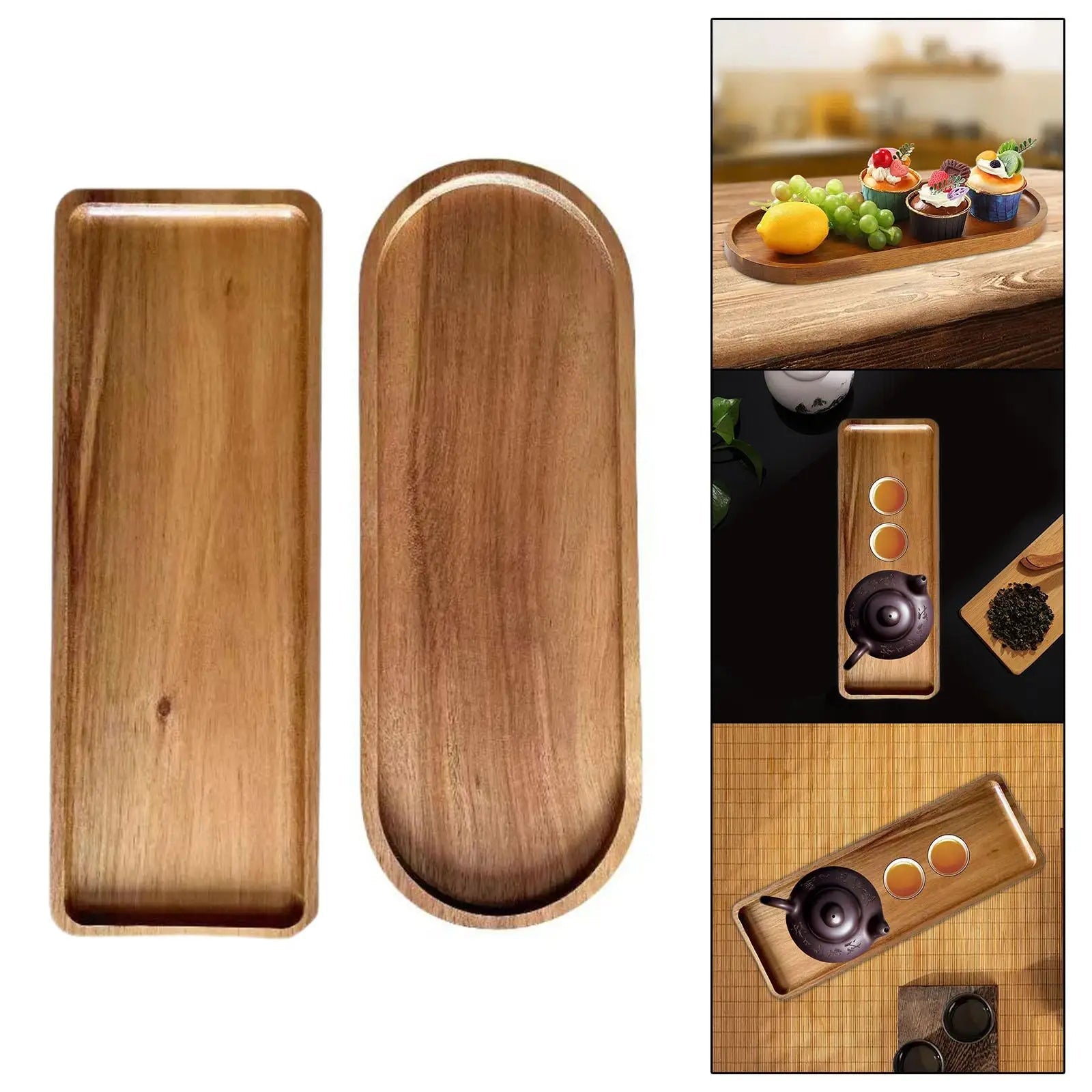 Plateau de service en bois - Assiette pour petit - déjeuner, desserts, thé et décoration de table - Cuisine Chez Nadine