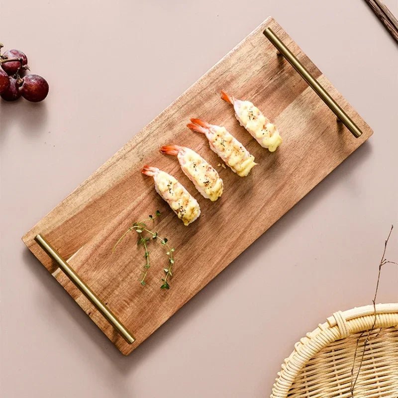Plateau de service en bois avec poignées - Plateau multifonctionnel pour desserts, café, fruits et collations - Cuisine Chez Nadine