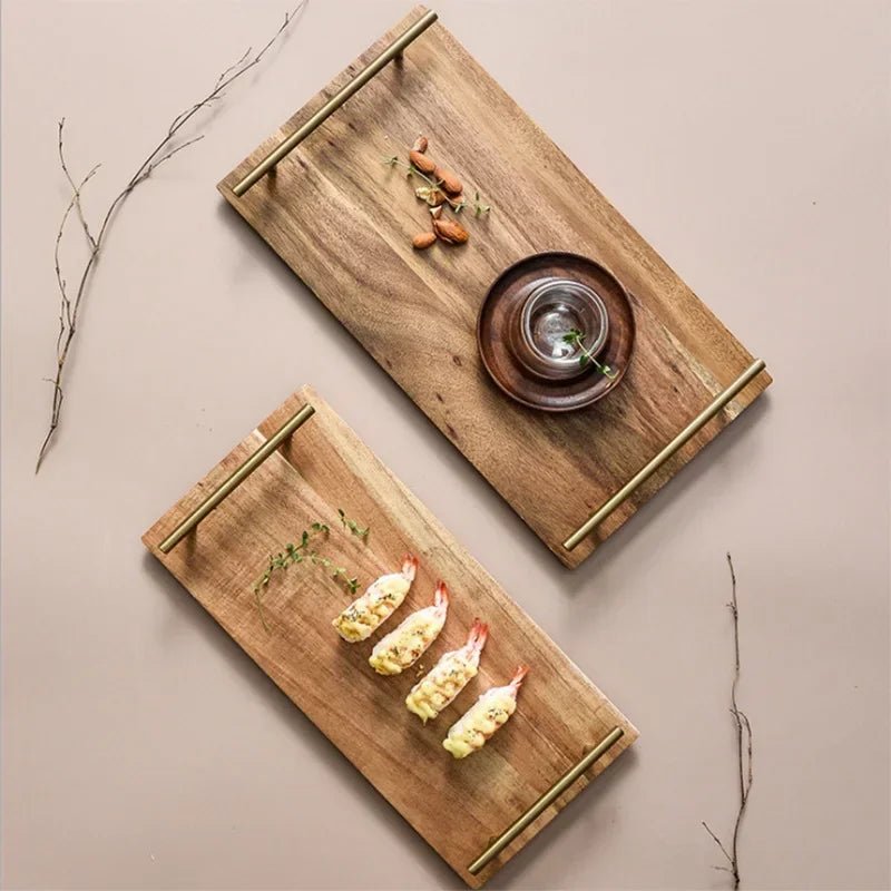 Plateau de service en bois avec poignées - Plateau multifonctionnel pour desserts, café, fruits et collations - Cuisine Chez Nadine