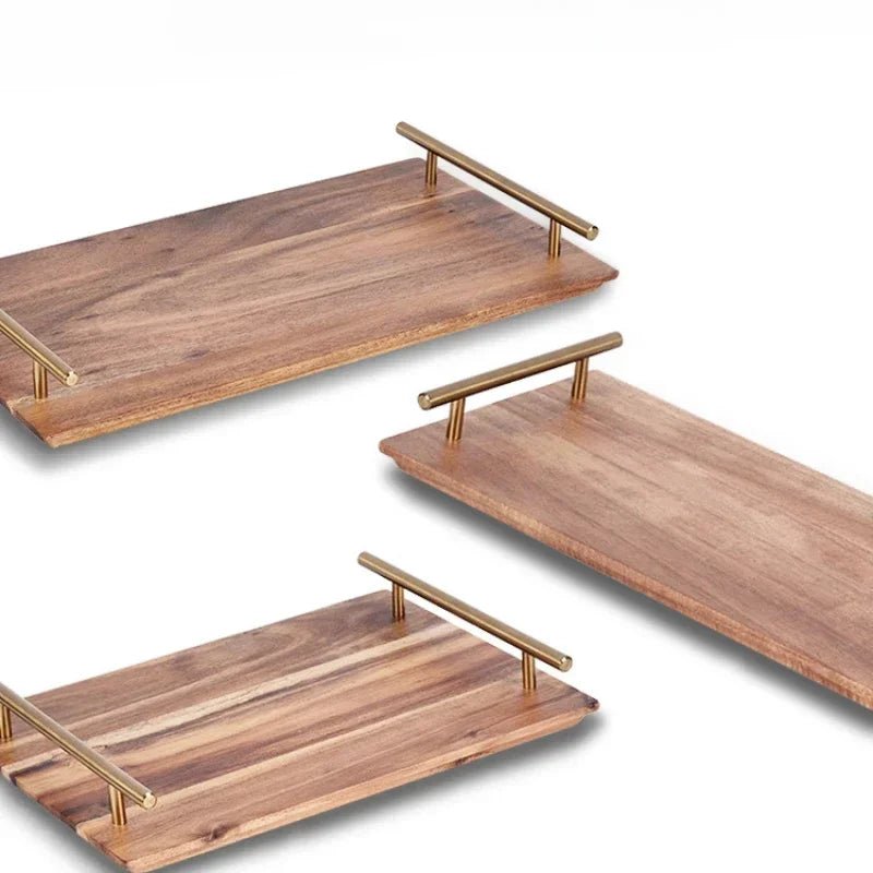 Plateau de service en bois avec poignées - Plateau multifonctionnel pour desserts, café, fruits et collations - Cuisine Chez Nadine
