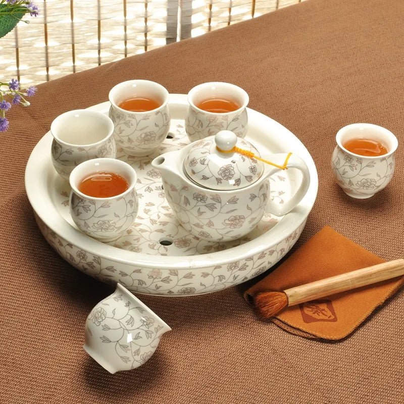 Plateau de Service en Porcelaine avec Poignées - Organiseur pour Café, Thé, Gâteaux et Collations pour Cuisine et Bureau - Cuisine Chez Nadine