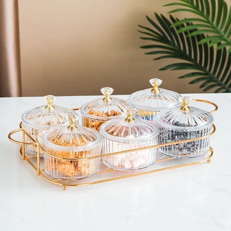 Plateau de service en verre avec couvercle - Bol compartimenté pour apéritifs, fruits, salades et desserts - Cuisine Chez Nadine