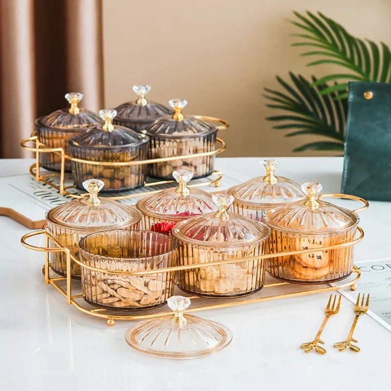 Plateau de service en verre avec couvercle - Bol compartimenté pour apéritifs, fruits, salades et desserts - Cuisine Chez Nadine