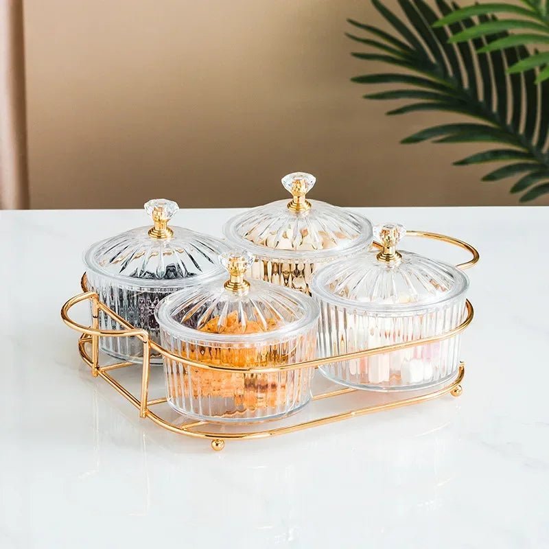 Plateau de service en verre avec couvercle - Bol compartimenté pour apéritifs, fruits, salades et desserts - Cuisine Chez Nadine