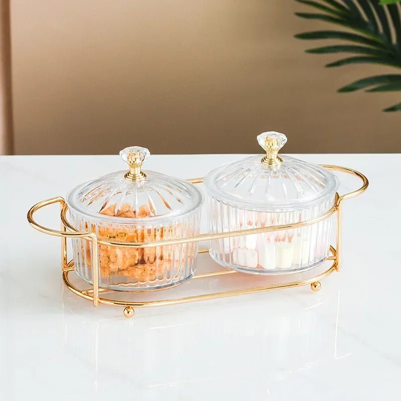 Plateau de service en verre avec couvercle - Bol compartimenté pour apéritifs, fruits, salades et desserts - Cuisine Chez Nadine