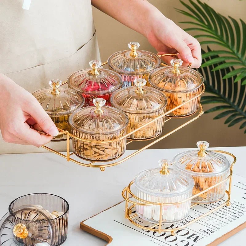 Plateau de service en verre avec couvercle - Bol compartimenté pour apéritifs, fruits, salades et desserts - Cuisine Chez Nadine