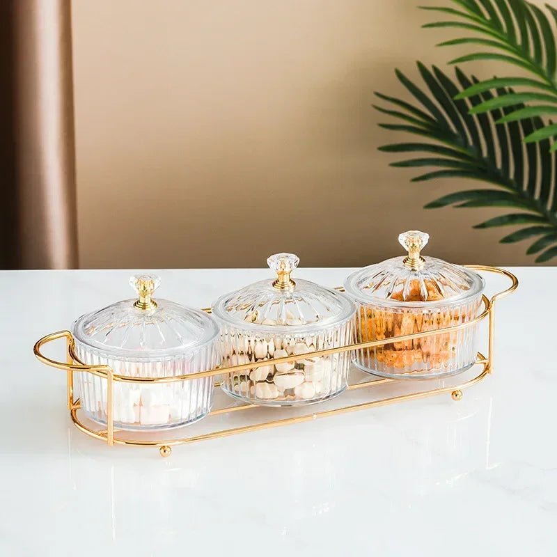 Plateau de service en verre avec couvercle - Bol compartimenté pour apéritifs, fruits, salades et desserts - Cuisine Chez Nadine