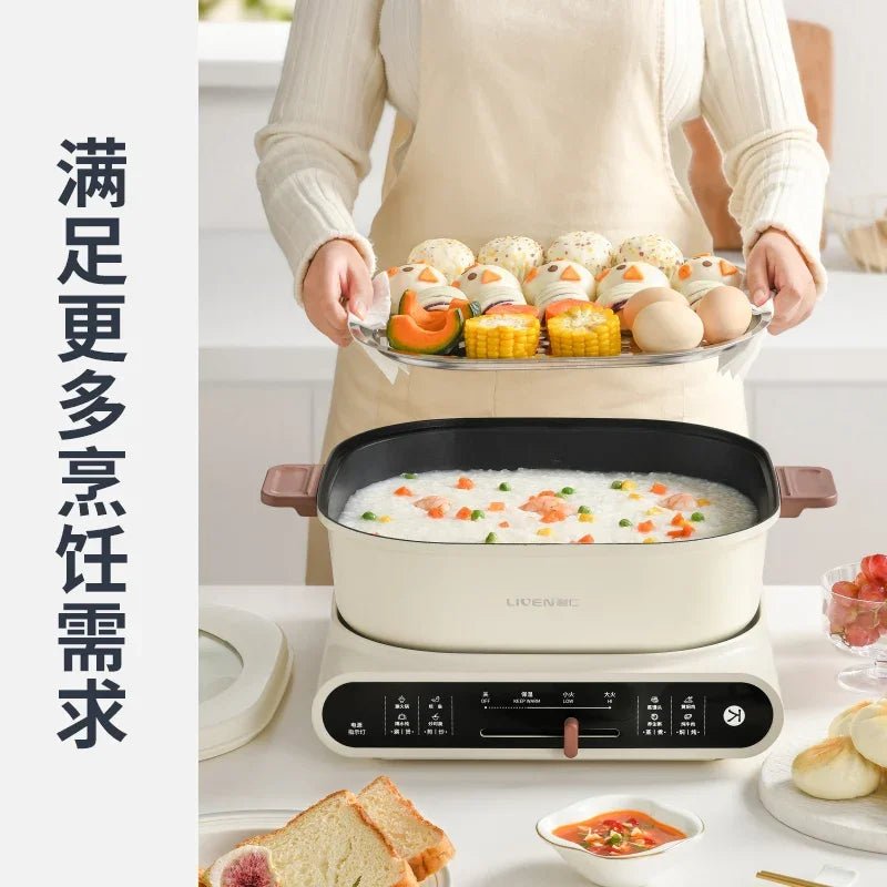 Poêle Électrique Multifonction 1800W 220V - Cuiseur Vapeur, Friture, Sauté et Barbecue pour Tous les Repas - Cuisine Chez Nadine