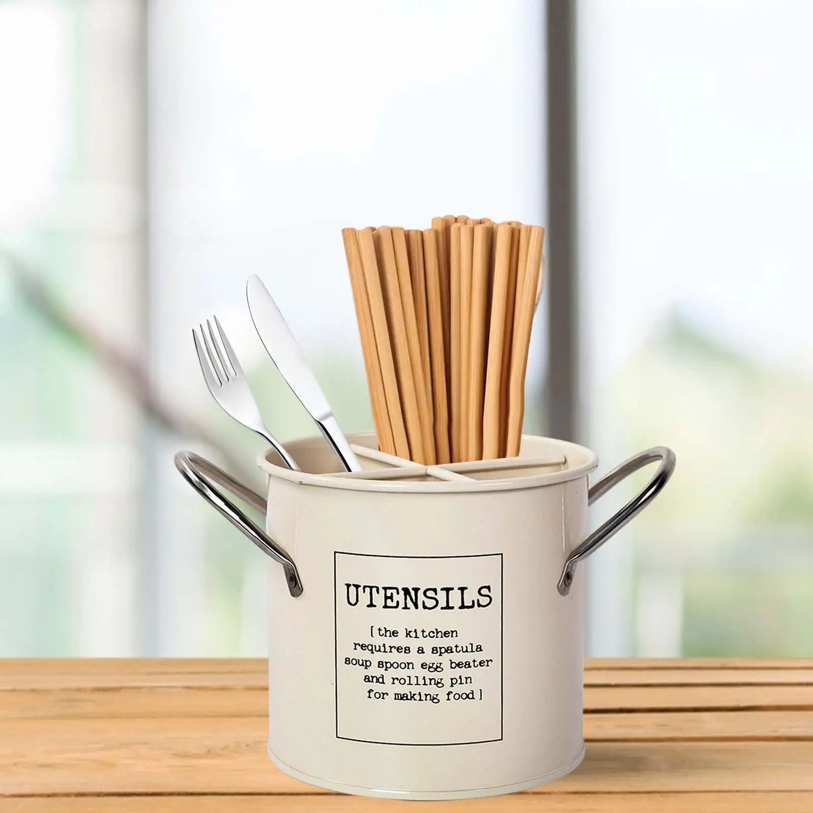 Porte - Ustensiles Multifonctionnel en Métal - Organisateur Couverts 4 Compartiments pour Cuisine - Cuisine Chez Nadine
