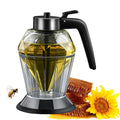 Pot à miel avec support et louche - Distributeur de miel et sirop motif nid d'abeille - Accessoire cuisine avec couvercle - Cuisine Chez Nadine