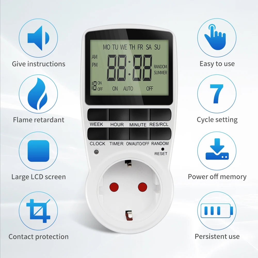 Prise Programmable Numérique EU - Minuterie Électronique pour Électroménagers - Cuisine Chez Nadine