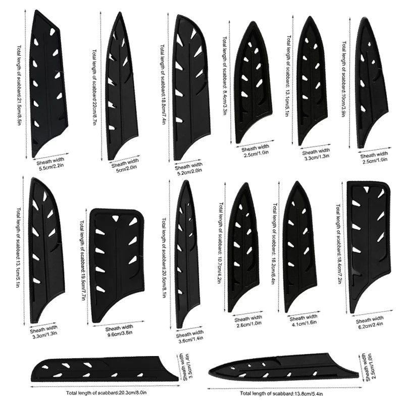 Protège - Lames pour Couteaux de Cuisine 3 - 8 Pouces - Étuis Plastique Noir Protecteurs de Lame Accessoire Sécurité - Cuisine Chez Nadine