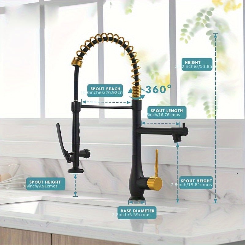 Robinet de cuisine à haute pression avec double tête en acier inoxydable - Cuisine Chez Nadine