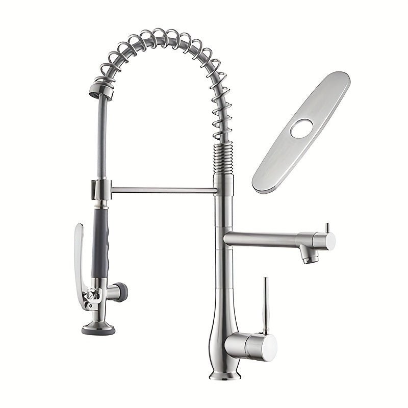 Robinet de cuisine à haute pression avec double tête en acier inoxydable - Cuisine Chez Nadine