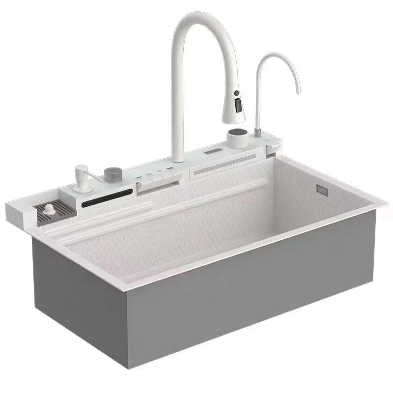 Robinet de Cuisine Cascade avec Affichage Digital – Design Gradué, Inox Brossé Gris Canon - Cuisine Chez Nadine