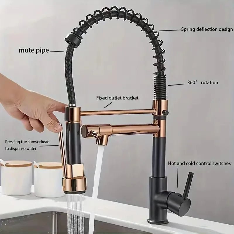 Robinet de Cuisine en Inox – Douchette Extractible, Pivotant 360°, 6 Finitions - Cuisine Chez Nadine