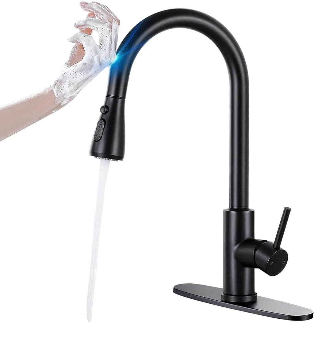 Robinet de Cuisine en Inox Noir – Mono - Trou, Extractible Pull - Down, Cartouche Céramique, Garantie 5 Ans - Cuisine Chez Nadine