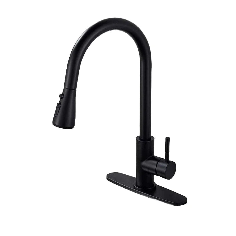 Robinet de Cuisine en Inox Noir – Mono - Trou, Extractible Pull - Down, Cartouche Céramique, Garantie 5 Ans - Cuisine Chez Nadine