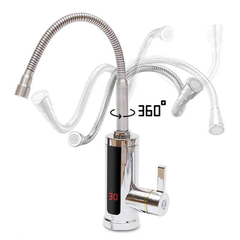 Robinet Électrique Chauffant Instantané 3KW avec Écran LCD et Rotation 360° - Chauffe - Eau pour Cuisine et Salle de Bain - Cuisine Chez Nadine