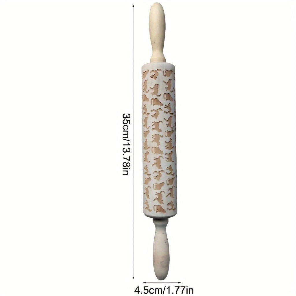 Rouleau à pâtisserie en bois avec motifs en relief - Pour pizza, tartes, biscuits et pâtes - Cuisine Chez Nadine