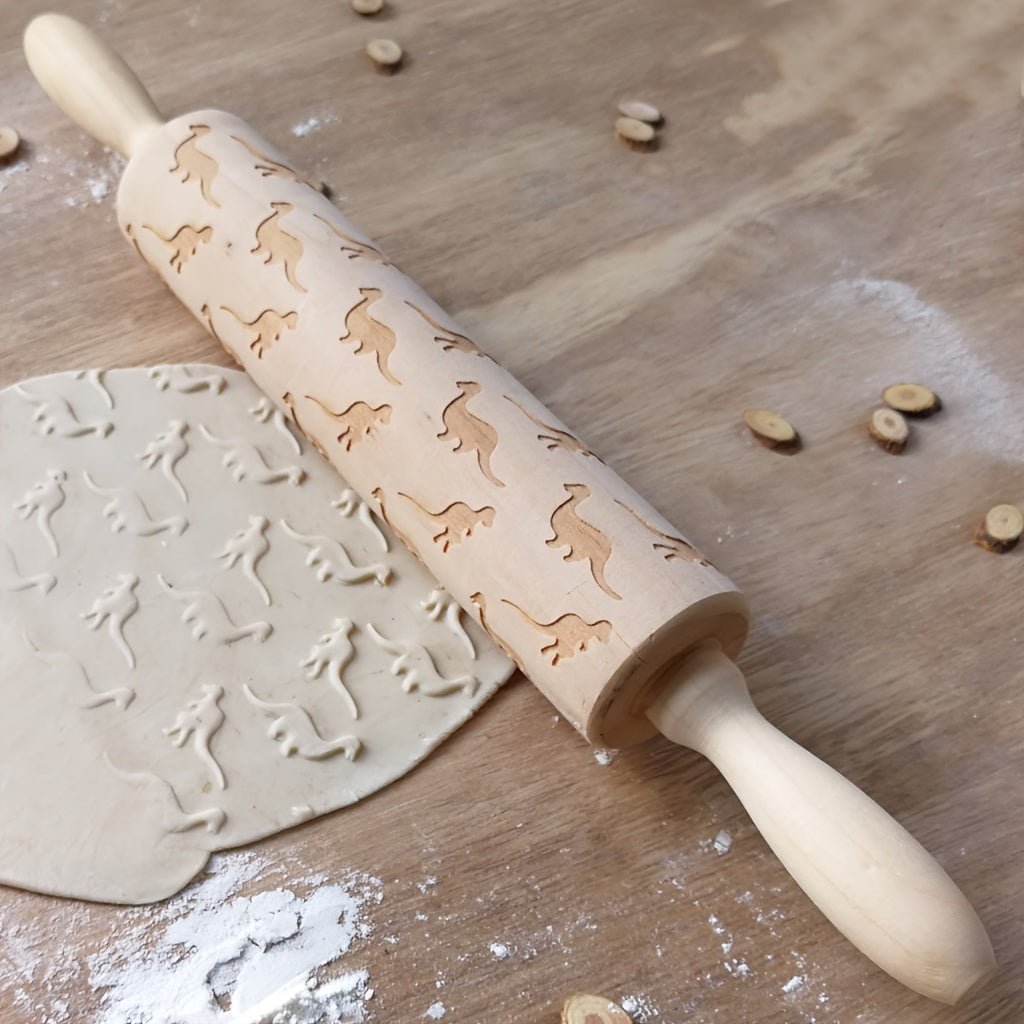 Rouleau à pâtisserie en bois avec motifs en relief - Pour pizza, tartes, biscuits et pâtes - Cuisine Chez Nadine