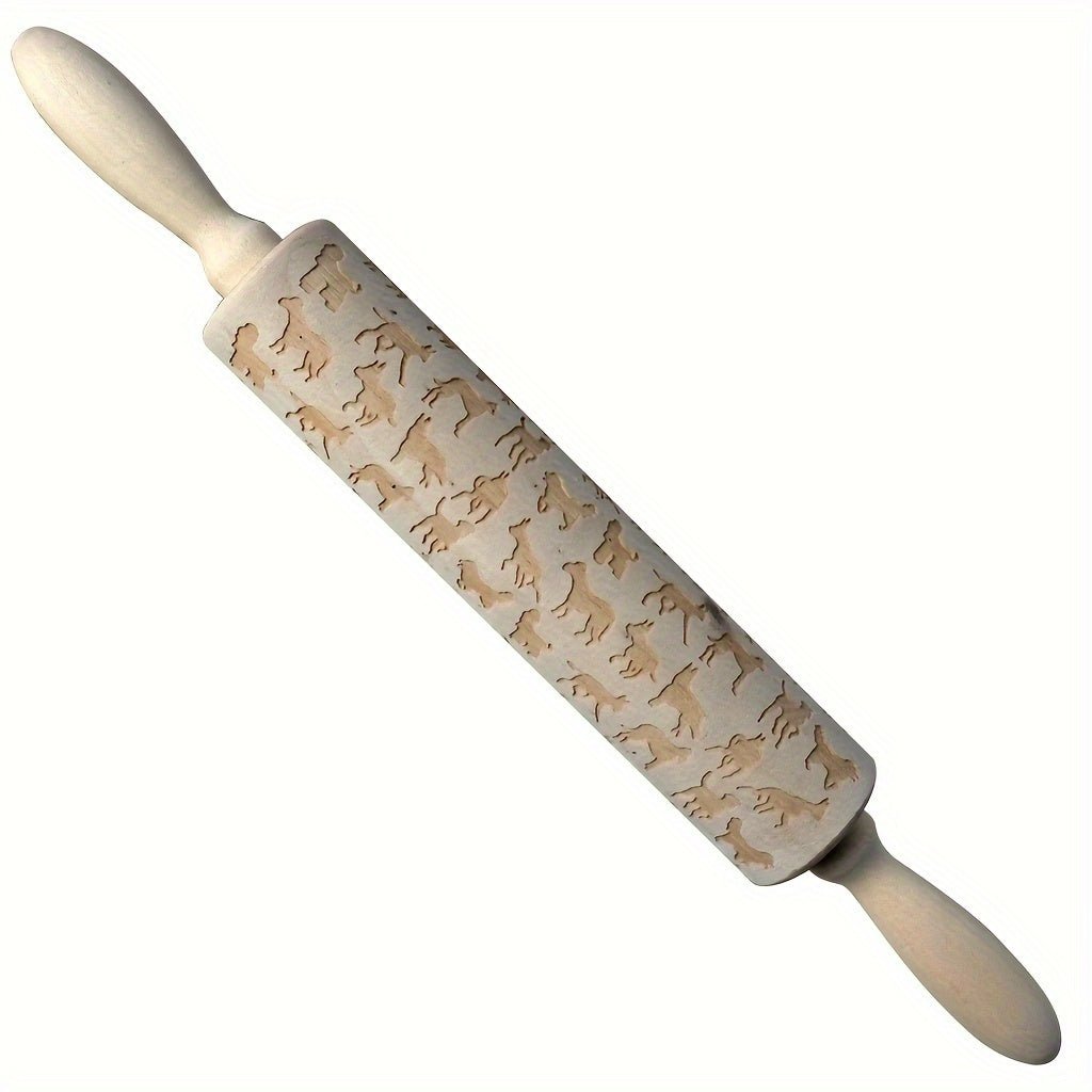 Rouleau à pâtisserie en bois avec motifs en relief - Pour pizza, tartes, biscuits et pâtes - Cuisine Chez Nadine