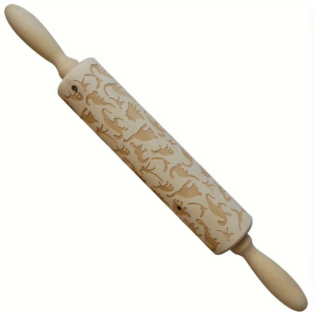 Rouleau à pâtisserie en bois avec motifs en relief - Pour pizza, tartes, biscuits et pâtes - Cuisine Chez Nadine