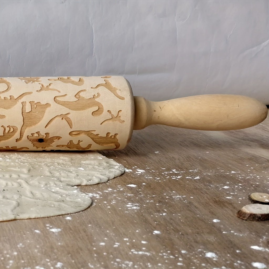 Rouleau à pâtisserie en bois avec motifs en relief - Pour pizza, tartes, biscuits et pâtes - Cuisine Chez Nadine