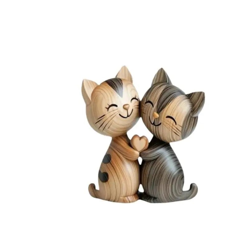 Sculpture de couple de chatons en bois - Décoration 2D pour bureau et entrée, cadeau pour amoureux des chats - Cuisine Chez Nadine